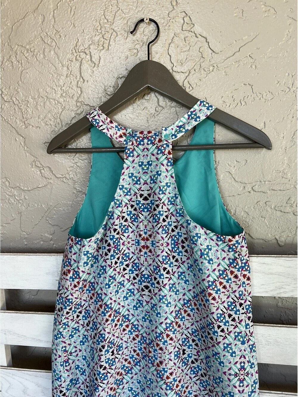 The Limited Halter Dress Extra Small Blue Red Maxi Sleeveless Geometric Women's